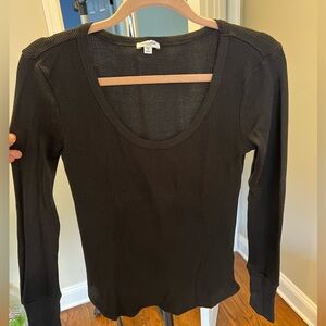 Splendid Black Long Sleeve Thermal Tee Sz Small
